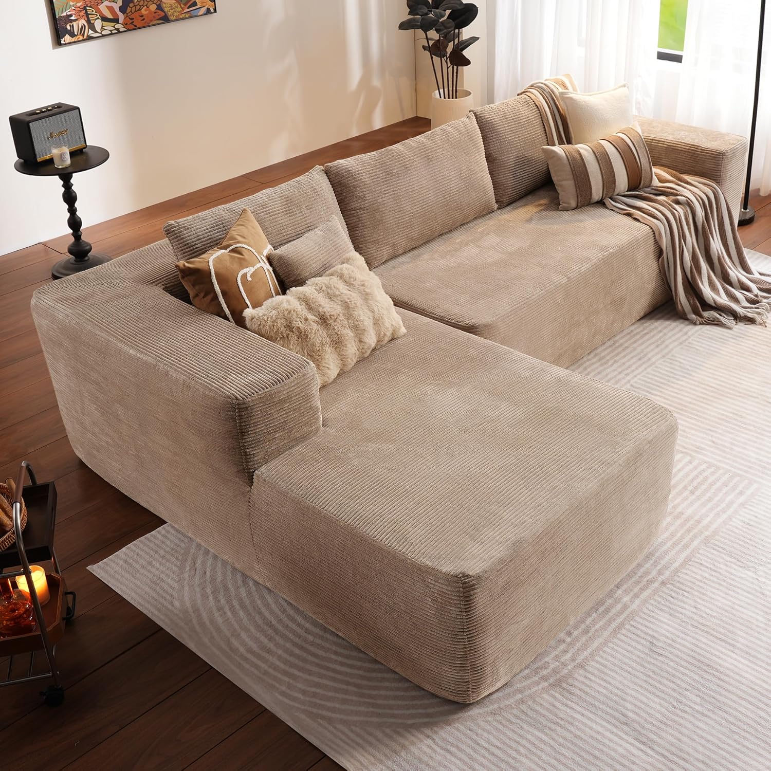 Ovios 104" Cloud Section Sofa L-shaped lounge chair, modern modular sofa