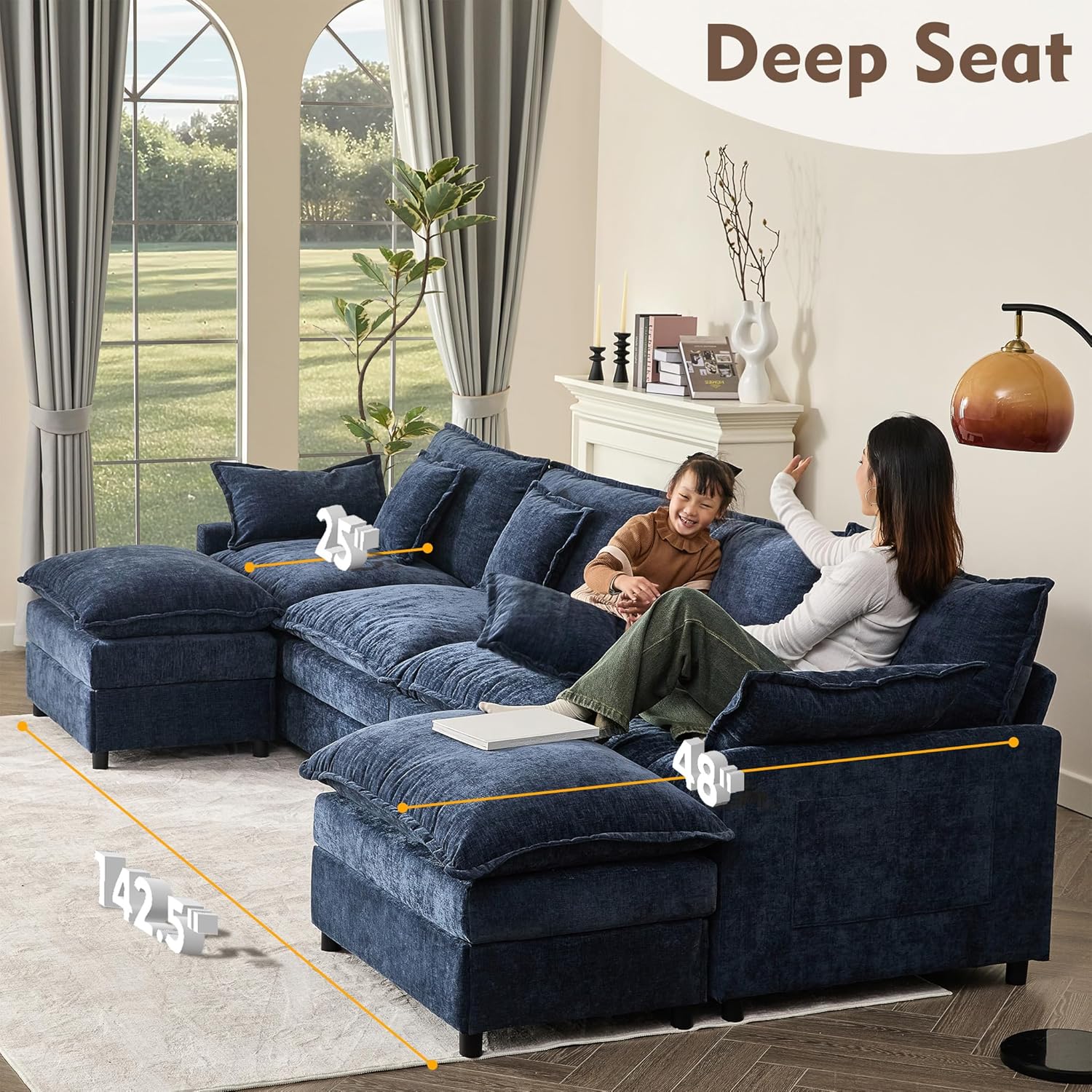 108" U-shaped sofa modular sofa Comfortable cloud sofa