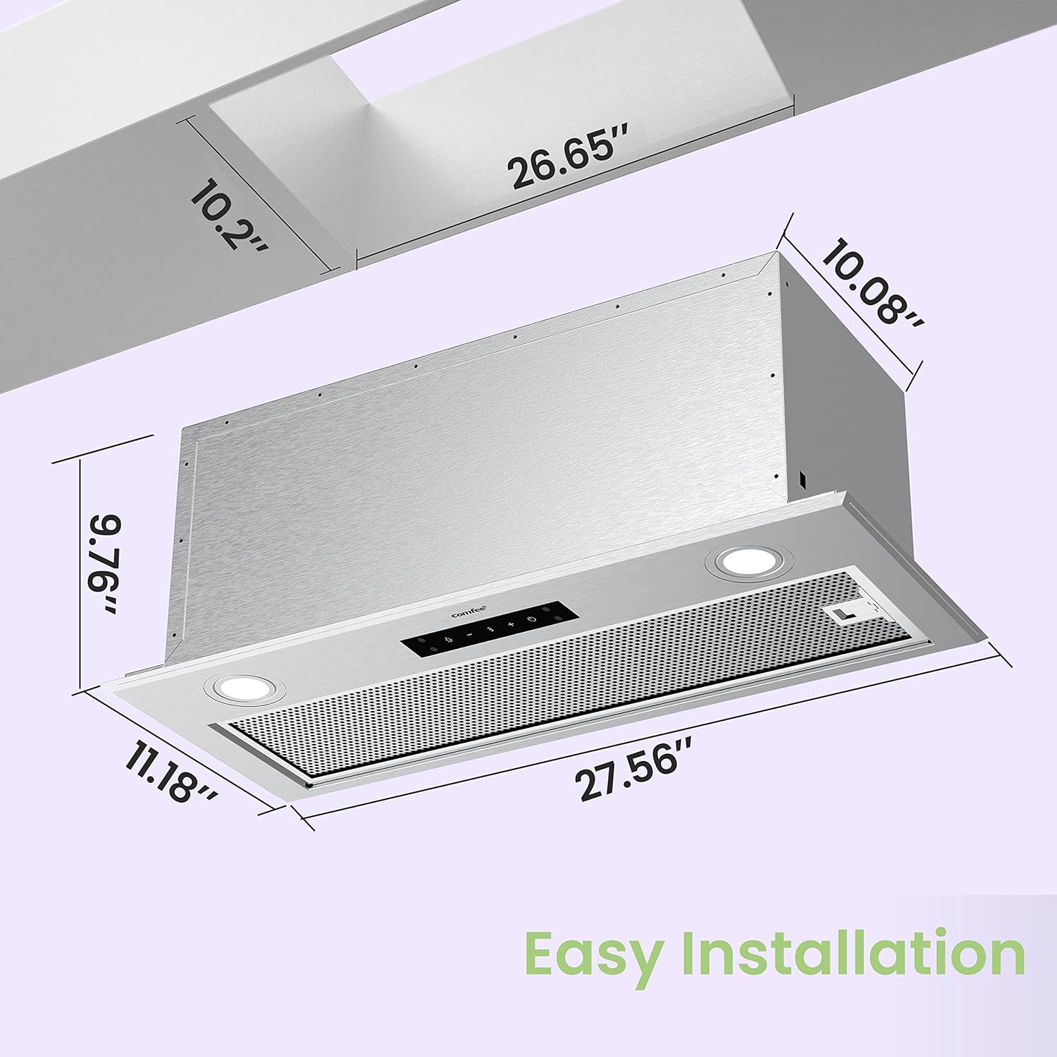 Comfee 30" Under Cabinet Ducted/Ductless Convertible Slim Vent Durable Stainless Steel Kitchen Reusable Filter