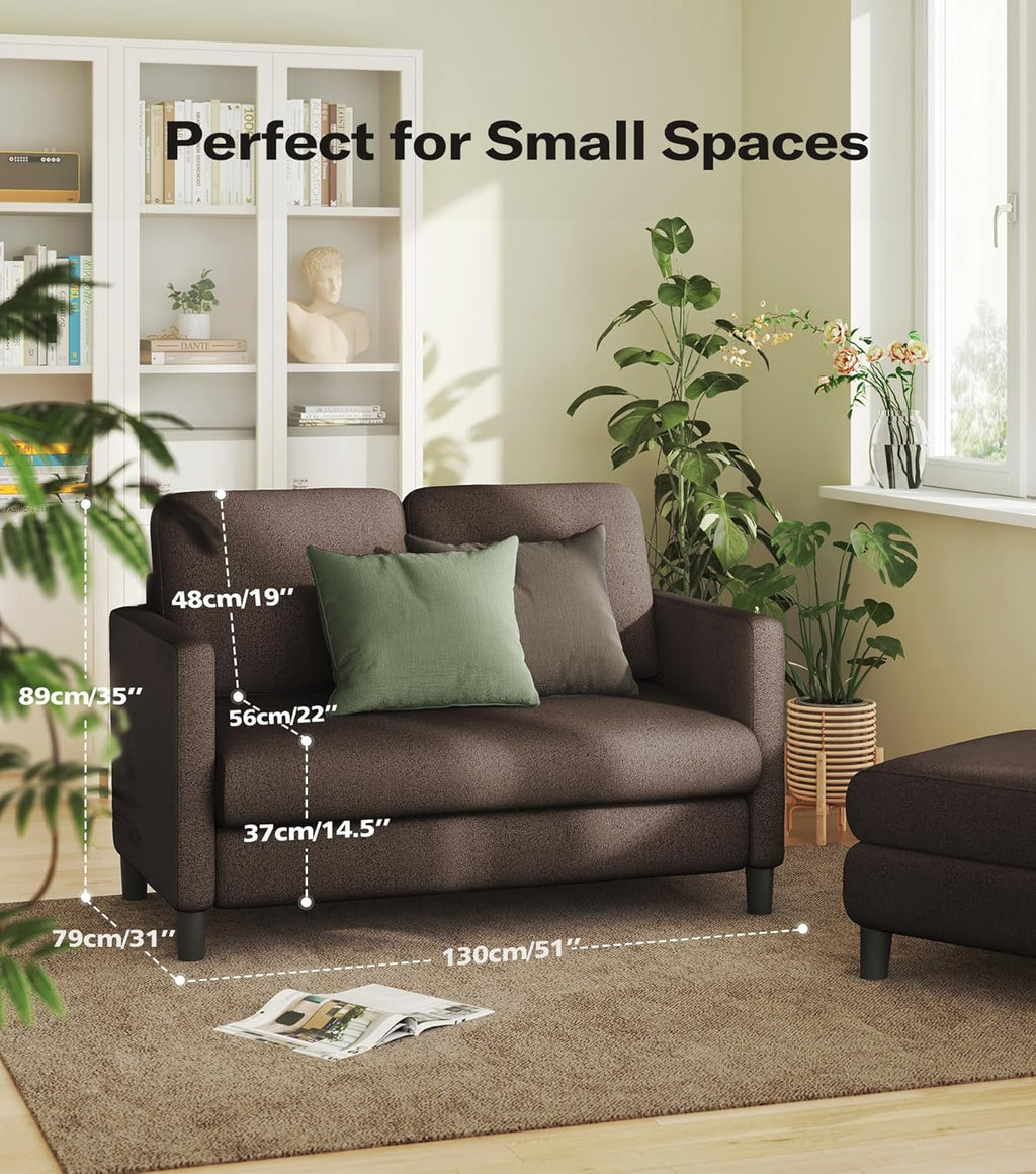 Loveseat Sofa 51" Love Seat Comfy Corduroy Small Loveseat Small Spaces Tool-Free Setup Couch