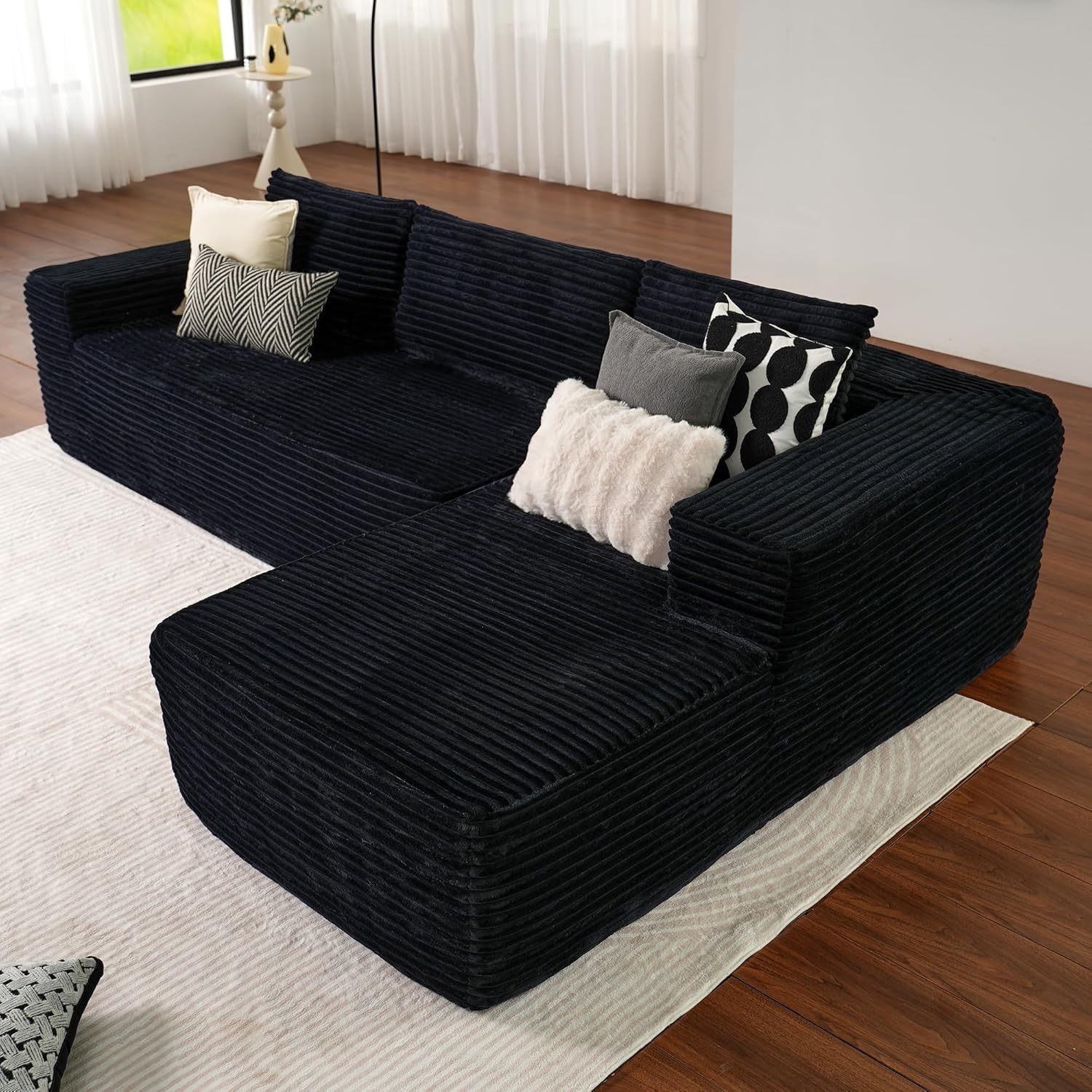 Ovios 104" Cloud Section Sofa L-shaped lounge chair, modern modular sofa