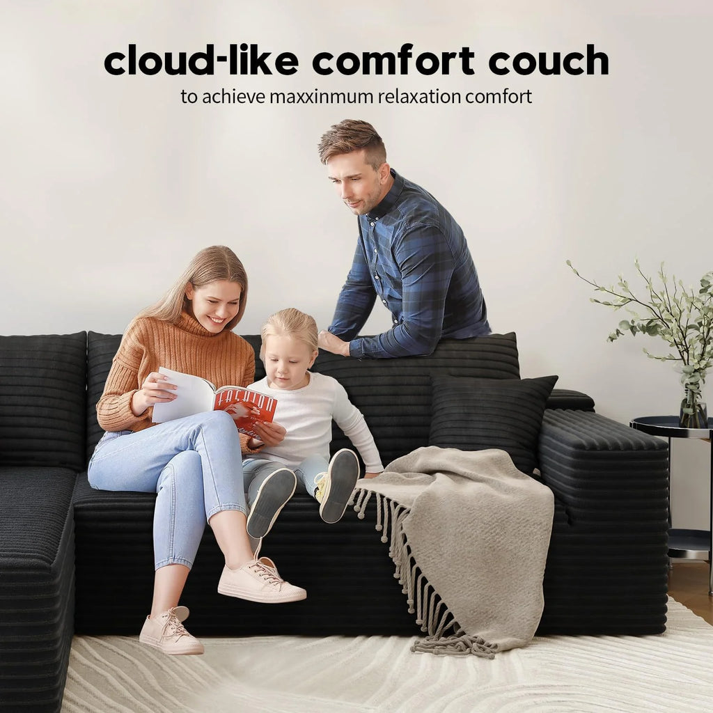 107.5" Cloud Modular Sectional Sofa Couch with L-Shape Chaise,Modern Minimalist Upholstered Couches