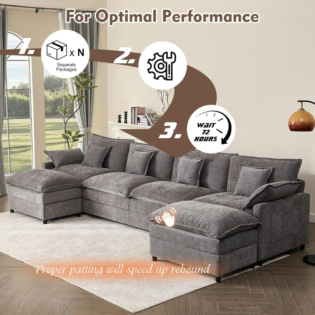 108" U-shaped sofa modular sofa Comfortable cloud sofa