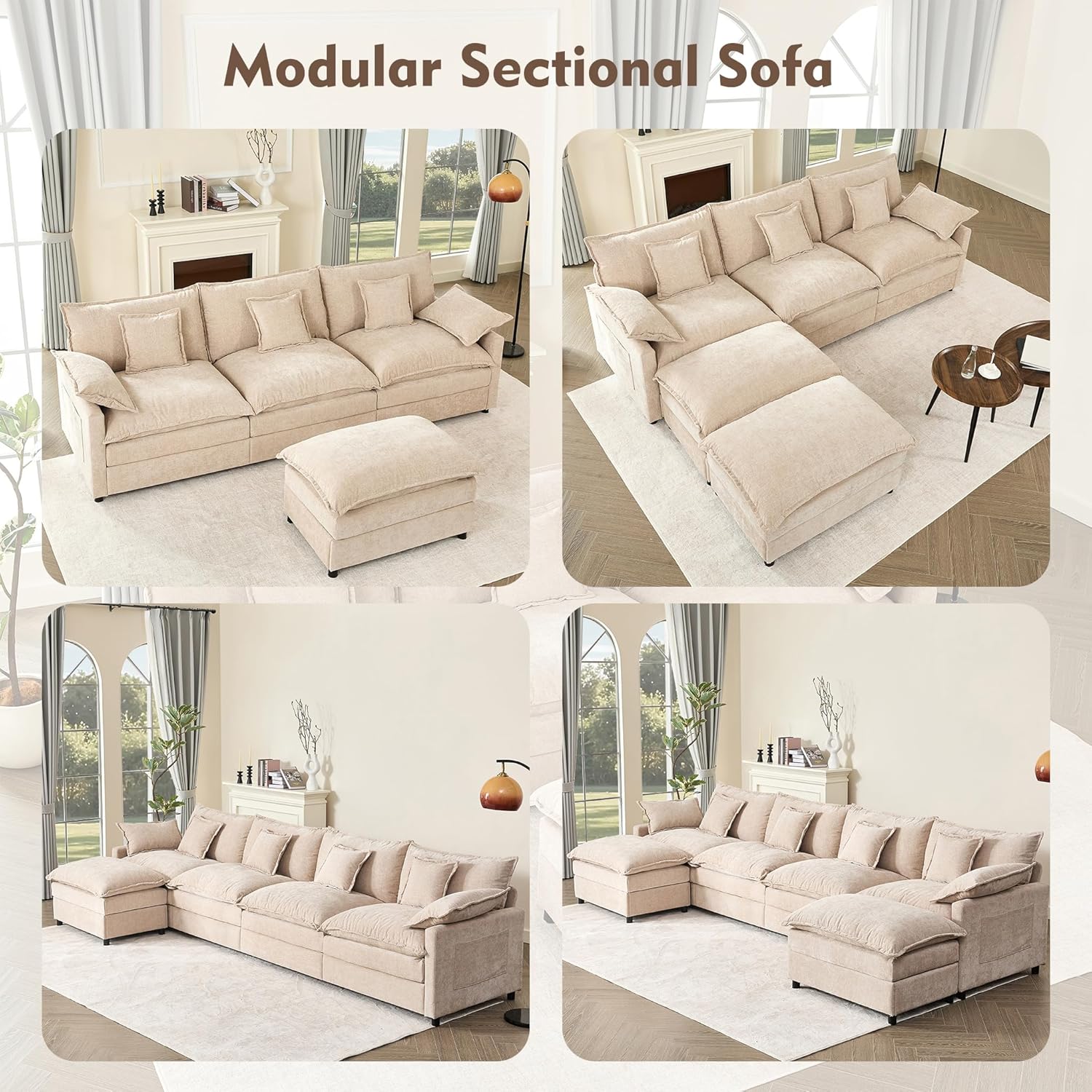 108" U-shaped sofa modular sofa Comfortable cloud sofa