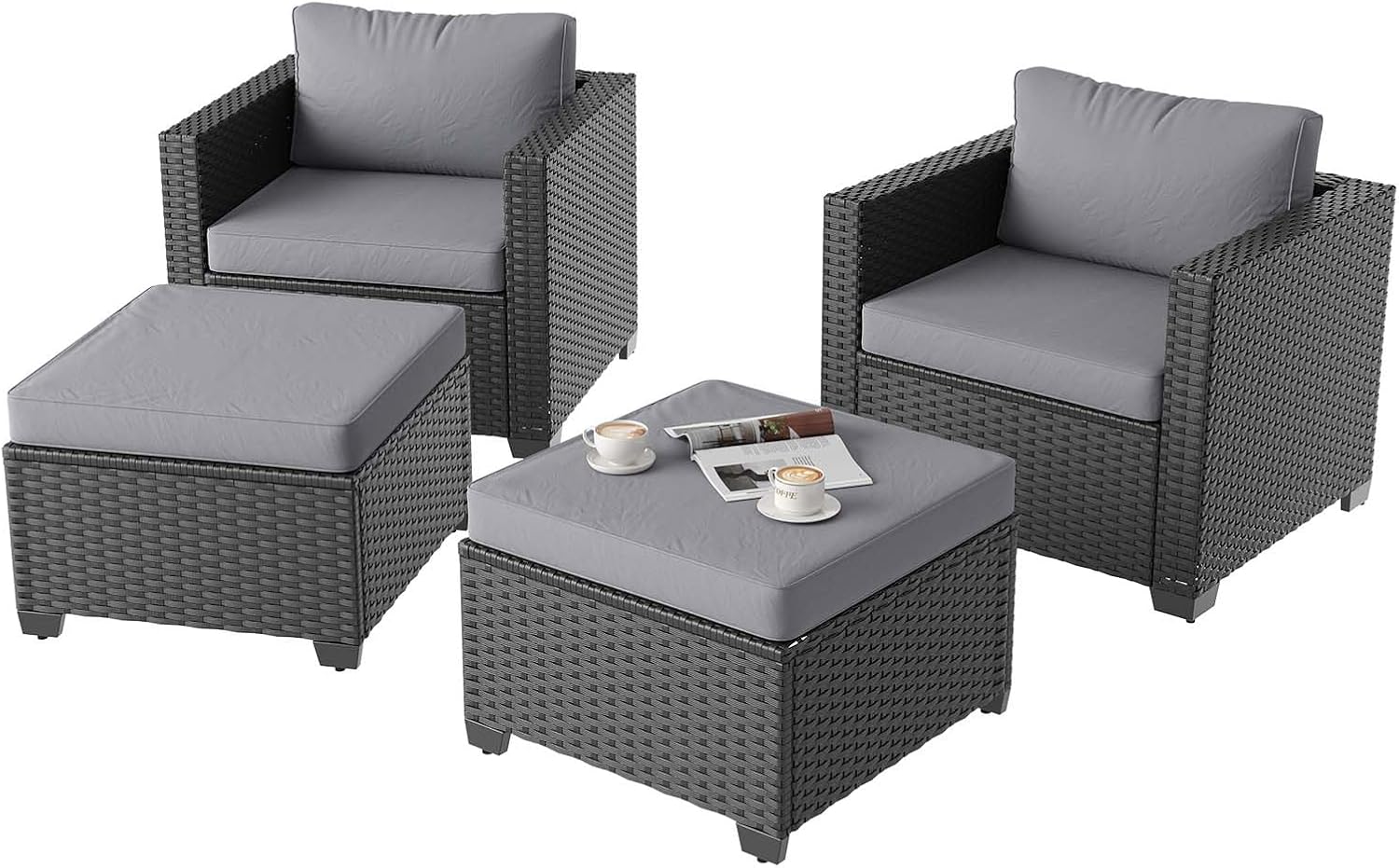 Aoxun 8 Piece Outdoor Patio Furniture Set 7 Seats, Outdoor Sectional with Thick Waterproof Cushions & Storage Coffee Table, Patio Conversation Sets for Garden,Backyard, Porch, Balcony, Deck, Beige