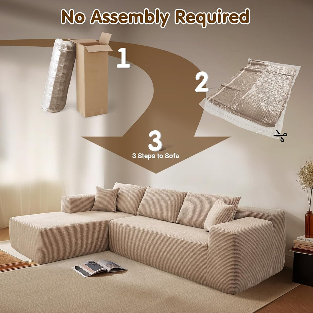 Ovios 104" Cloud Section Sofa L-shaped lounge chair, modern modular sofa