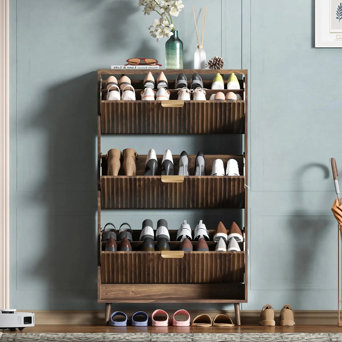 Shoe cabinet storage, modern independent storage cabinet entrance narrow shoe rack cabinet