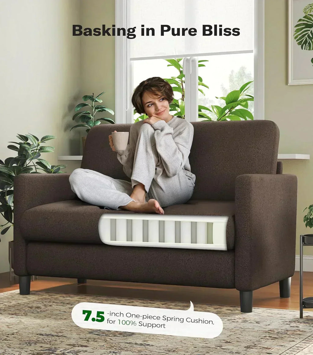 Loveseat Sofa 51" Love Seat Comfy Corduroy Small Loveseat Tool-Free Setup Couch
