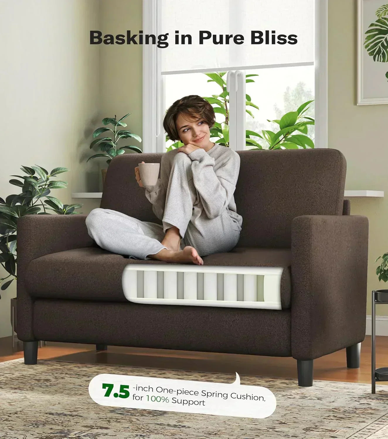 Loveseat Sofa 51" Love Seat Comfy Corduroy Small Loveseat Tool-Free Setup Couch