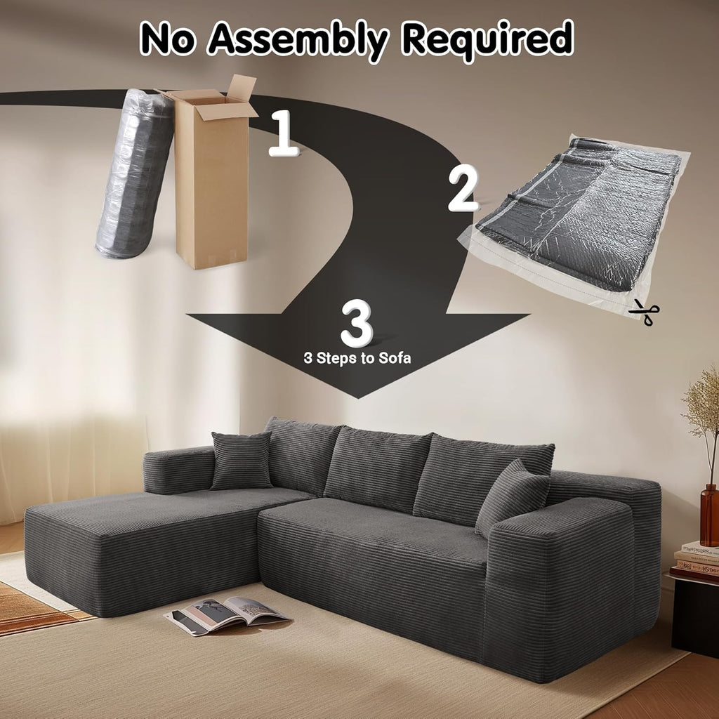 Ovios 104" Cloud Section Sofa L-shaped lounge chair, modern modular sofa