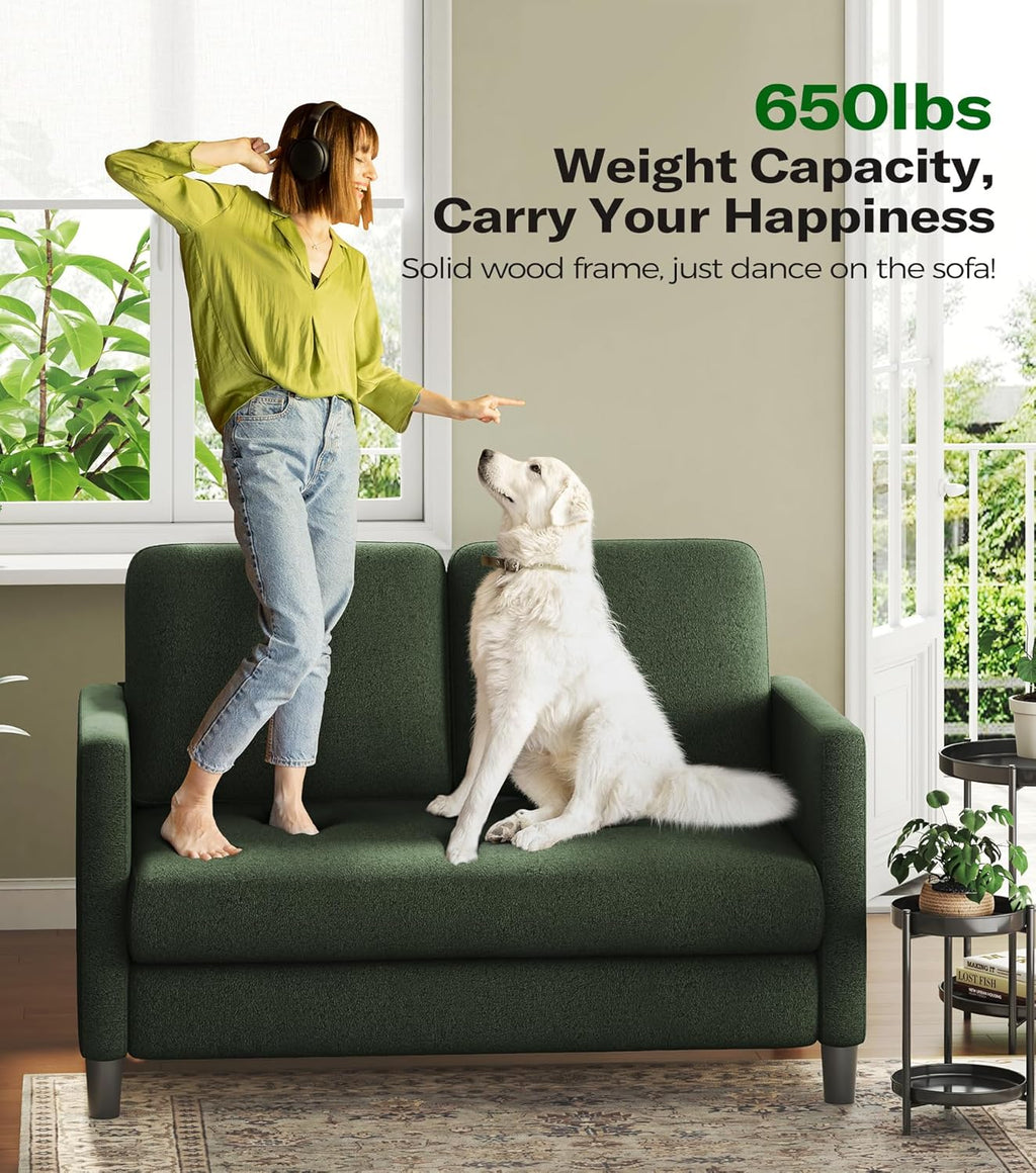 Loveseat Sofa 51" Love Seat Comfy Corduroy Small Loveseat Tool-Free Setup Couch