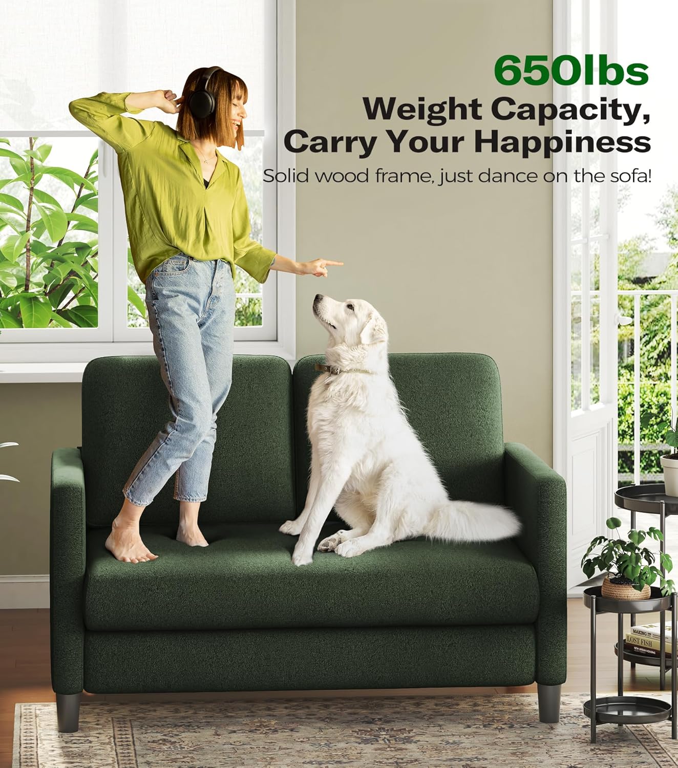 Loveseat Sofa 51" Love Seat Comfy Corduroy Small Loveseat Tool-Free Setup Couch