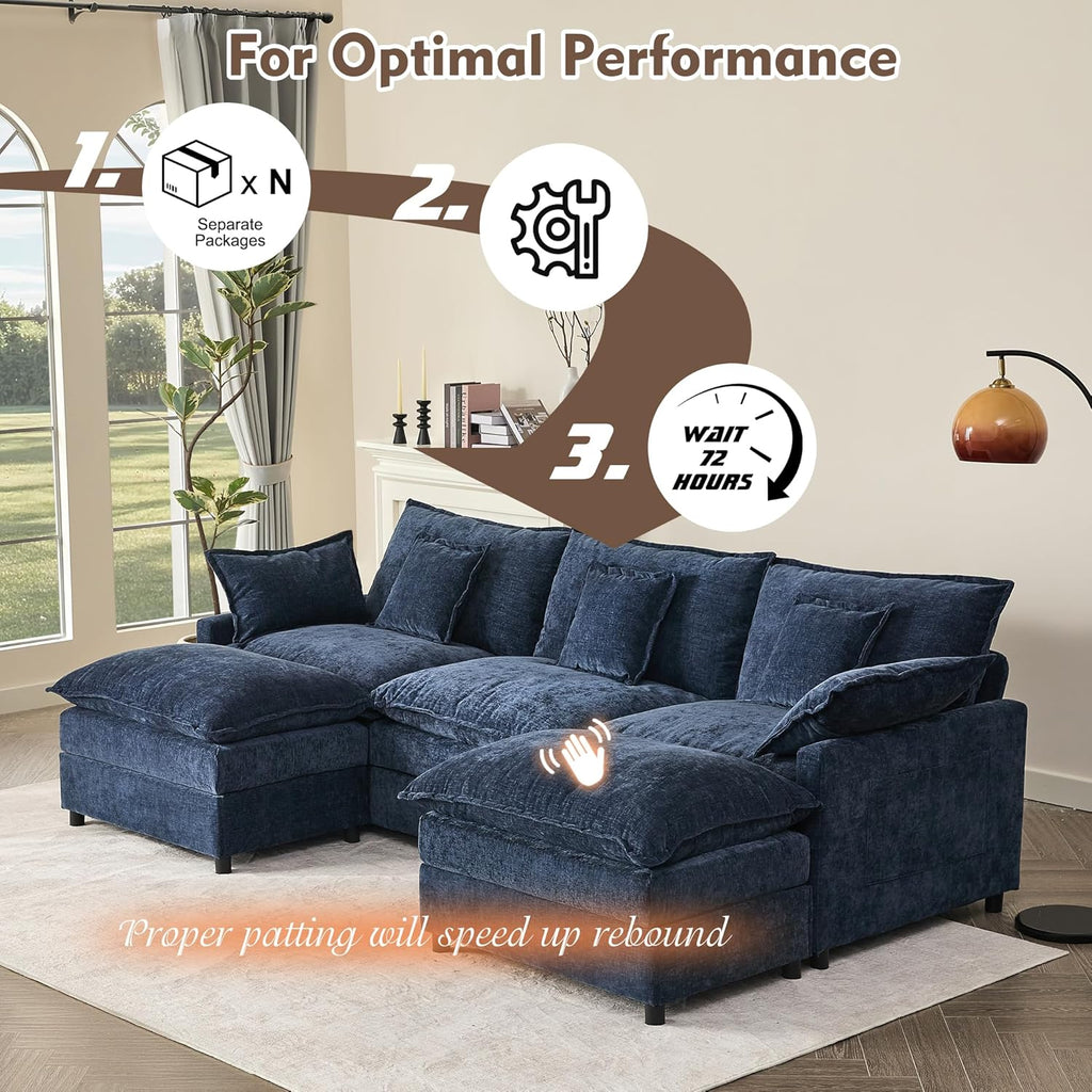 108" U-shaped sofa modular sofa Comfortable cloud sofa