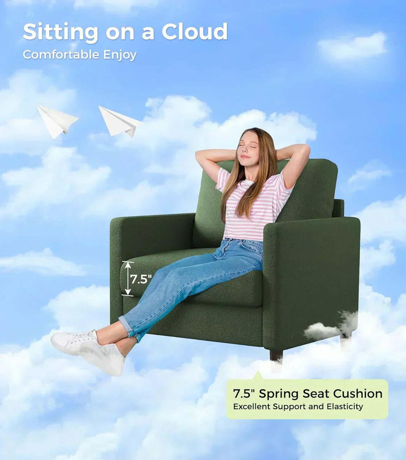Loveseat Sofa 51" Love Seat Comfy Corduroy Small Loveseat Tool-Free Setup Couch