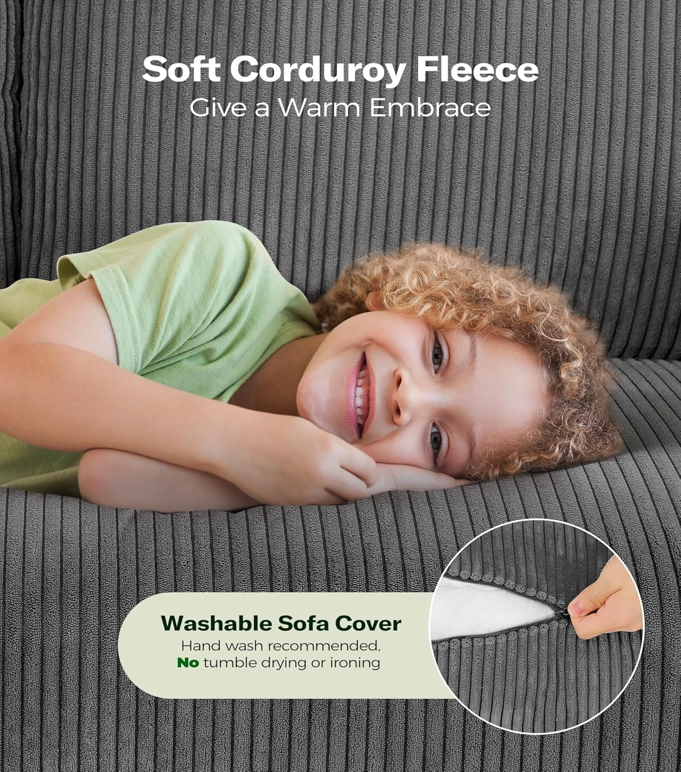 Loveseat Sofa 51" Love Seat Comfy Corduroy Small Loveseat Tool-Free Setup Couch