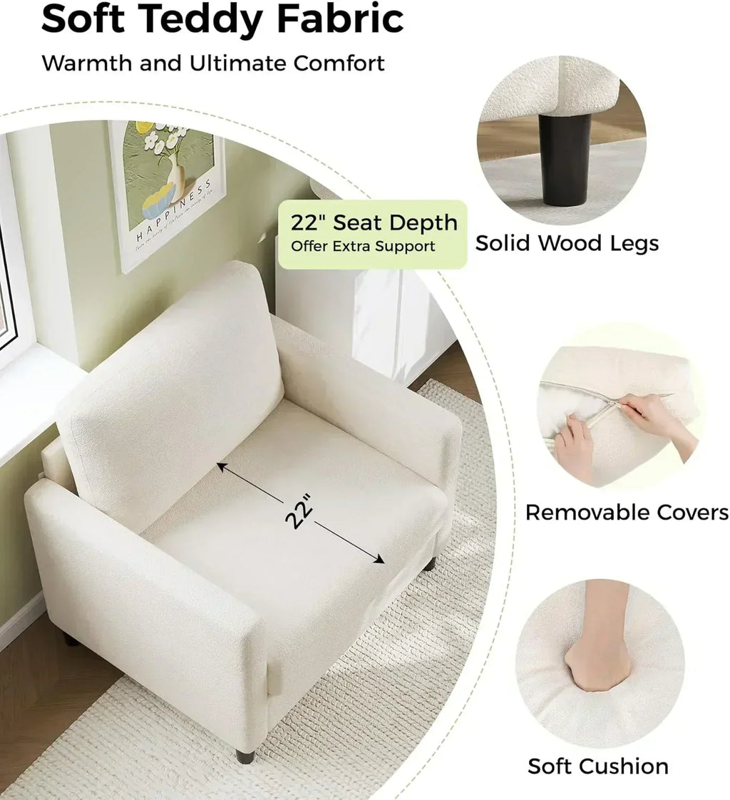 Loveseat Sofa 51" Love Seat Comfy Corduroy Small Loveseat Tool-Free Setup Couch