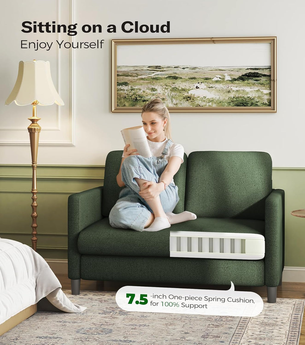 Loveseat Sofa 51" Love Seat Comfy Corduroy Small Loveseat Tool-Free Setup Couch