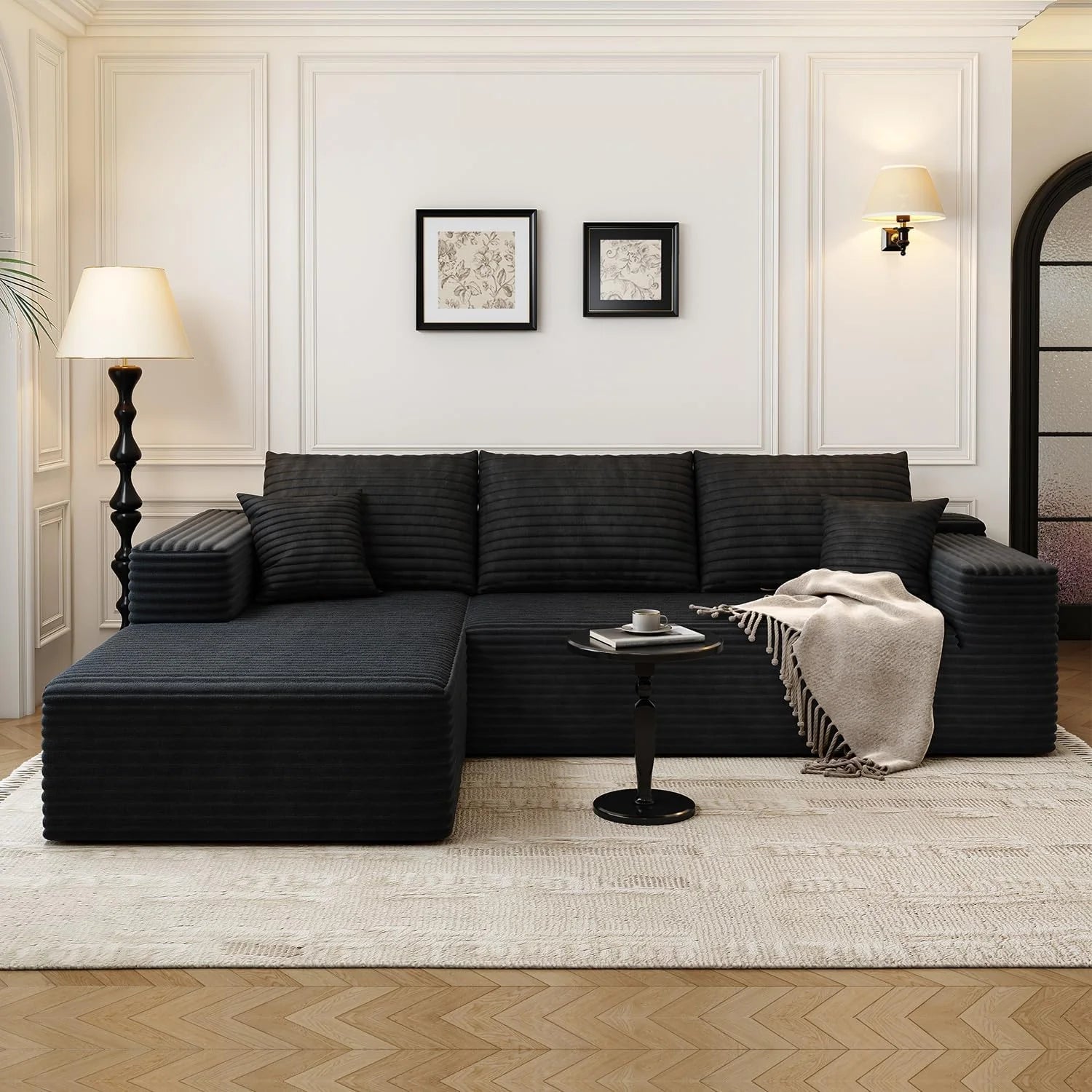 107.5" Cloud Modular Sectional Sofa Couch with L-Shape Chaise,Modern Minimalist Upholstered Couches