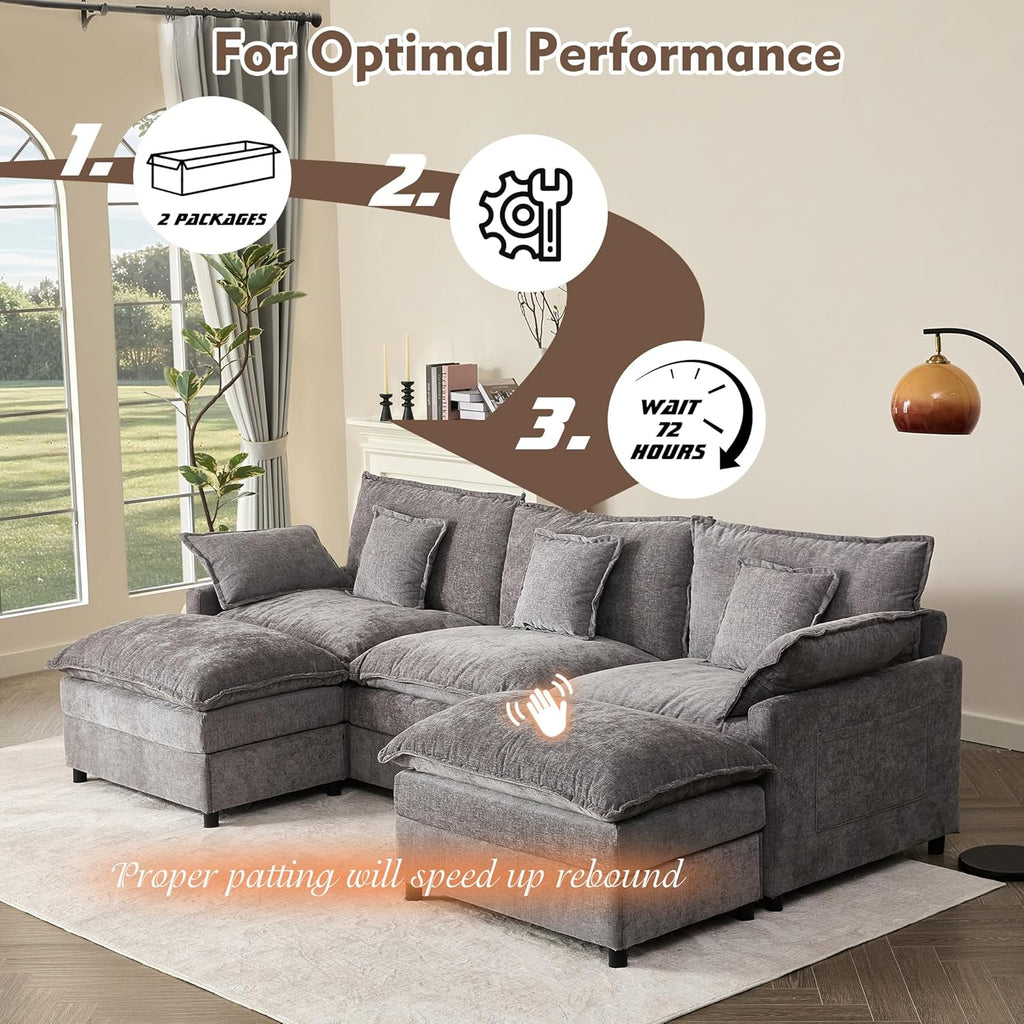 108" U-shaped sofa modular sofa Comfortable cloud sofa