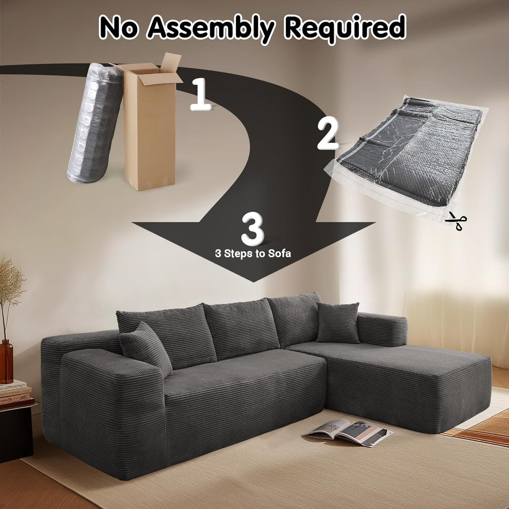 Ovios 104" Cloud Section Sofa L-shaped lounge chair, modern modular sofa