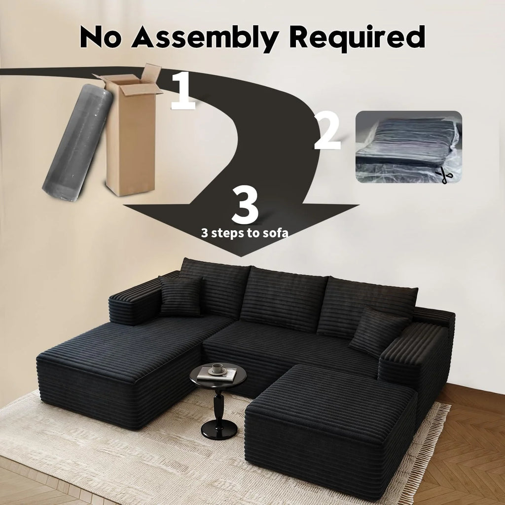 107.5" Cloud Modular Sectional Sofa Couch with L-Shape Chaise,Modern Minimalist Upholstered Couches