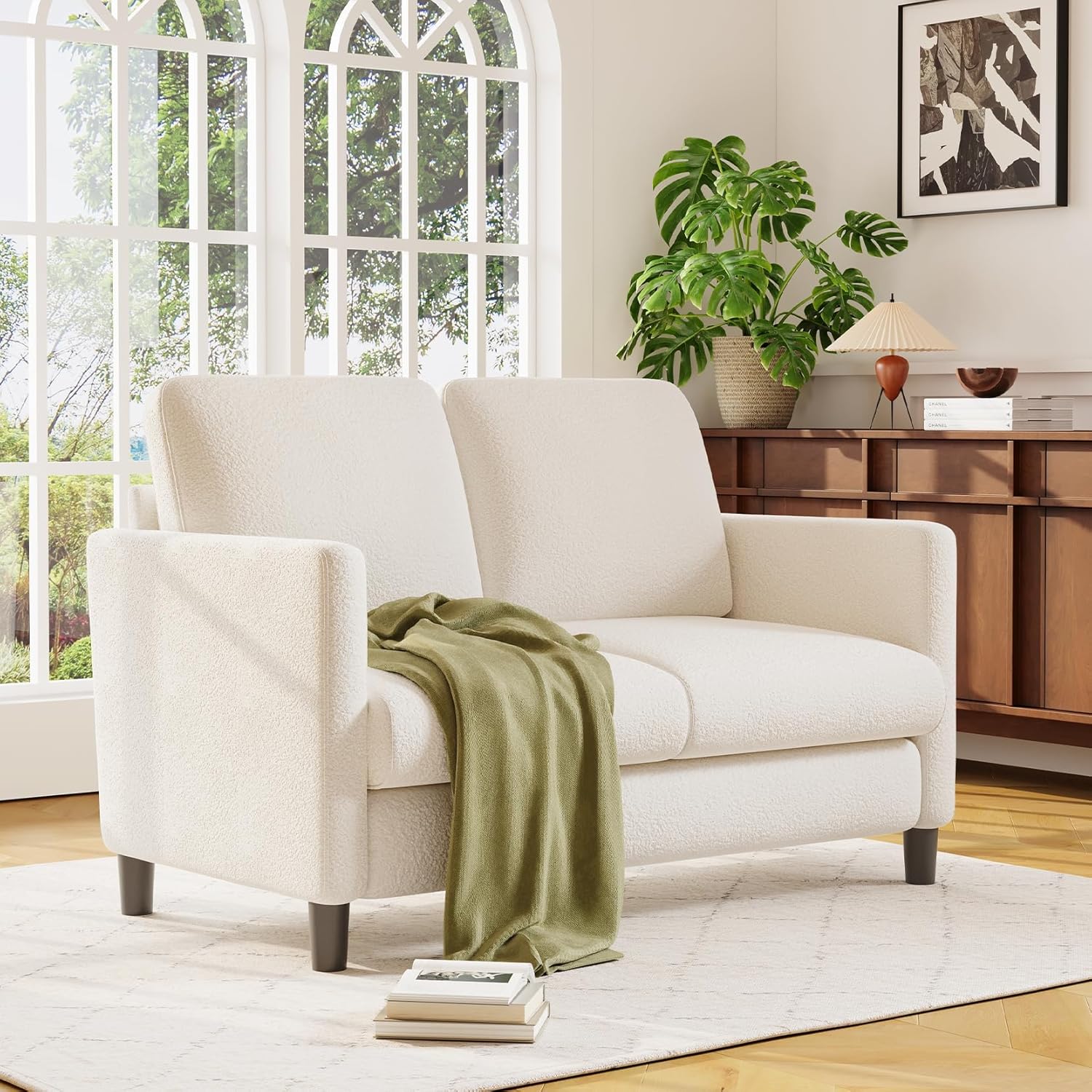 Loveseat Sofa 51" Love Seat Comfy Corduroy Small Loveseat Tool-Free Setup Couch