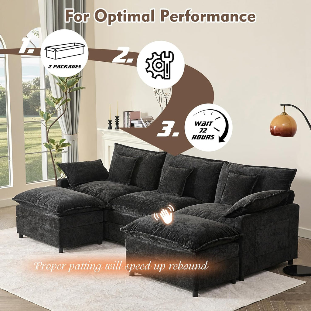 108" U-shaped sofa modular sofa three-seater comfortable cloud sofa