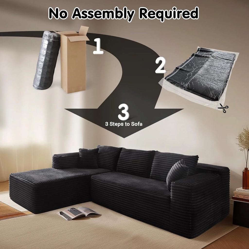 Ovios 104" Cloud Section Sofa L-shaped lounge chair, modern modular sofa