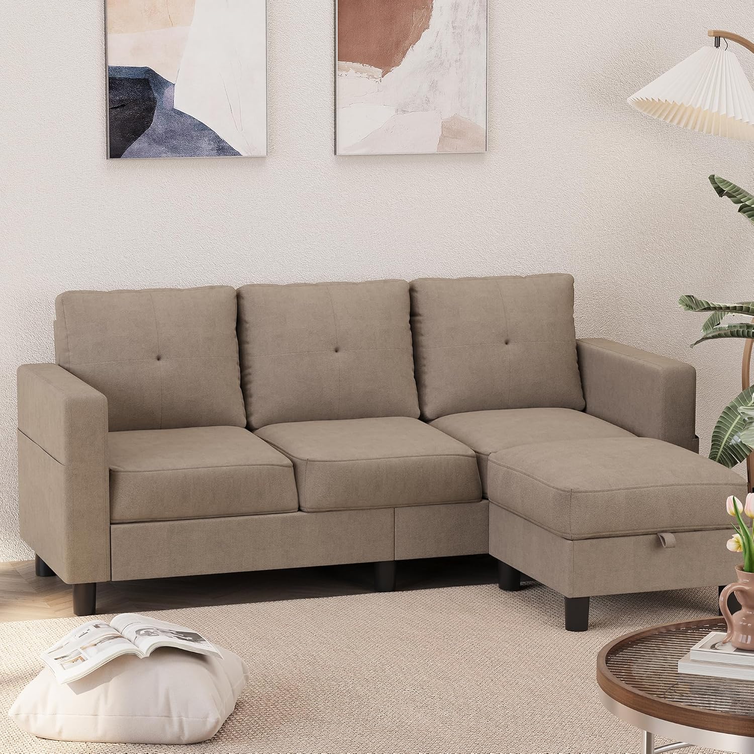 Shintenchi 76" Modern Upholstered Sectional Sofa, L-Shaped Couch