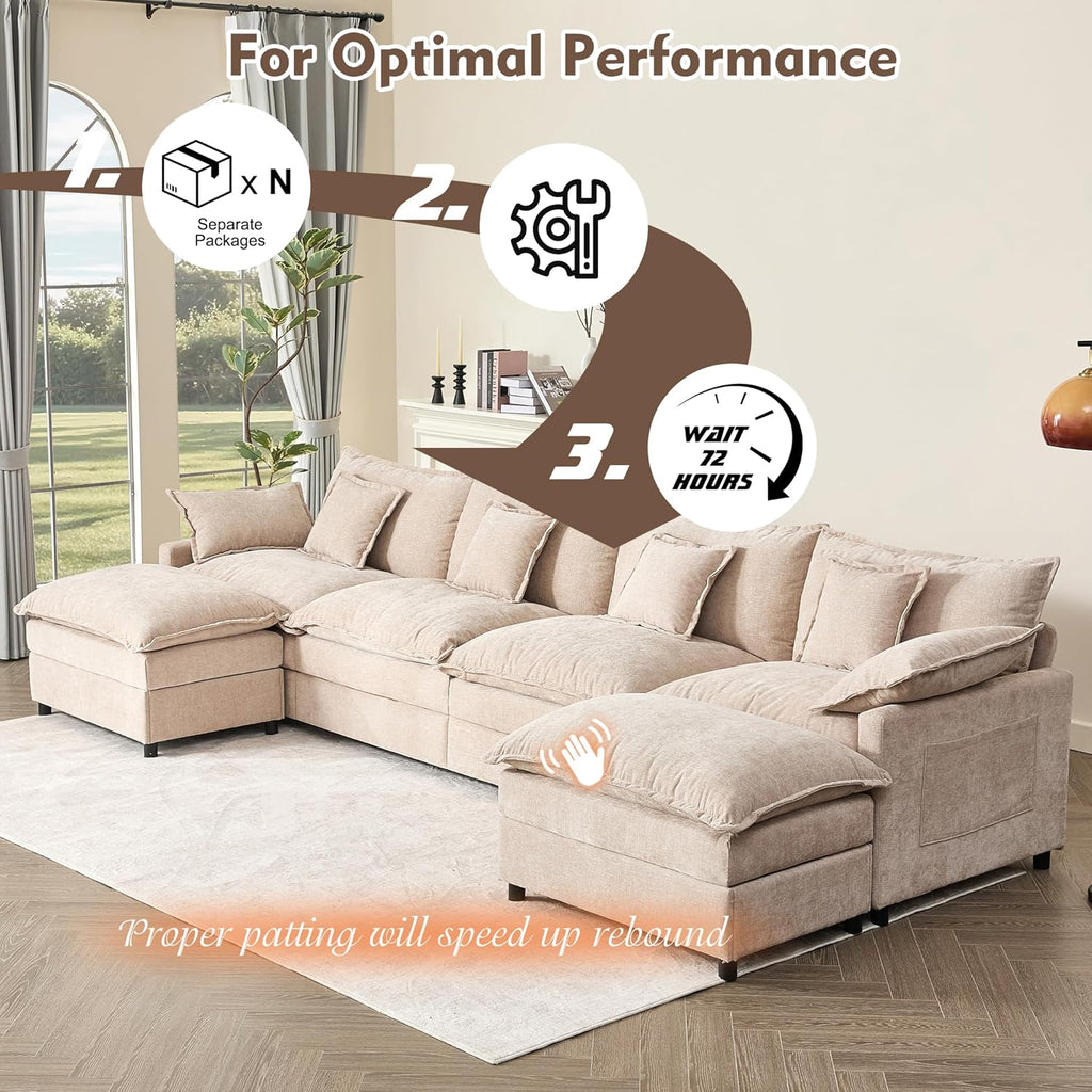 108" U-shaped sofa modular sofa three-seater comfortable cloud sofa