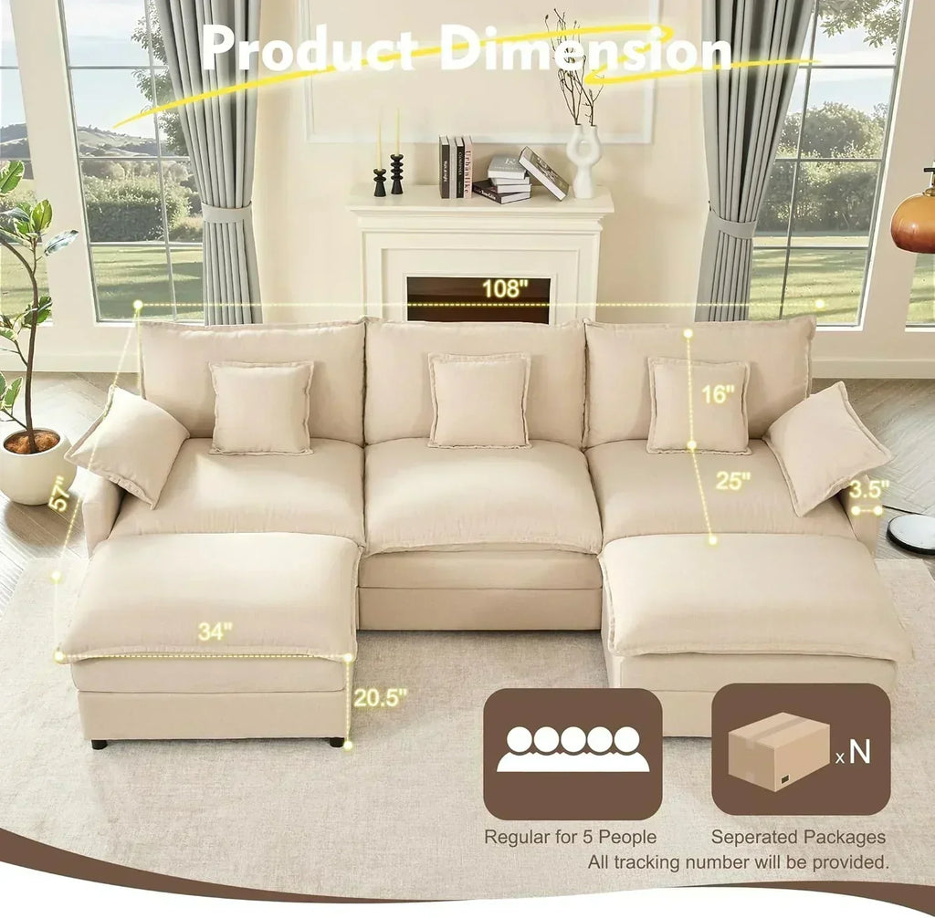 108" U-shaped sofa modular sofa Comfortable cloud sofa