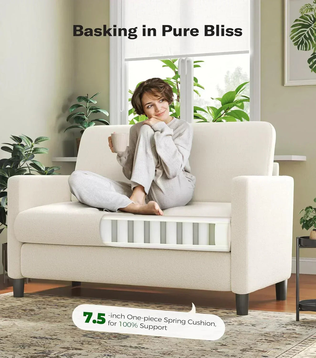 Loveseat Sofa 51" Love Seat Comfy Corduroy Small Loveseat Tool-Free Setup Couch