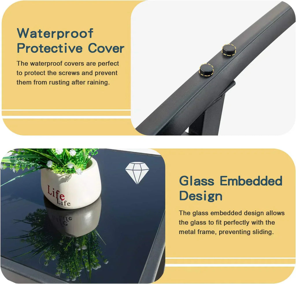 Homall Patio Dining Set 7 Pieces Outdoor Furniture Table and 6 Textilene Chairs Light Grey