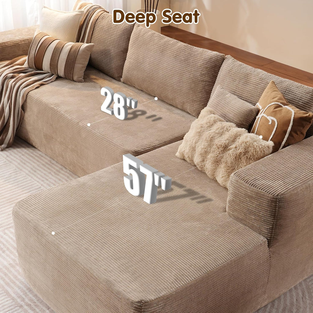 Ovios 104" Cloud Section Sofa L-shaped lounge chair, modern modular sofa