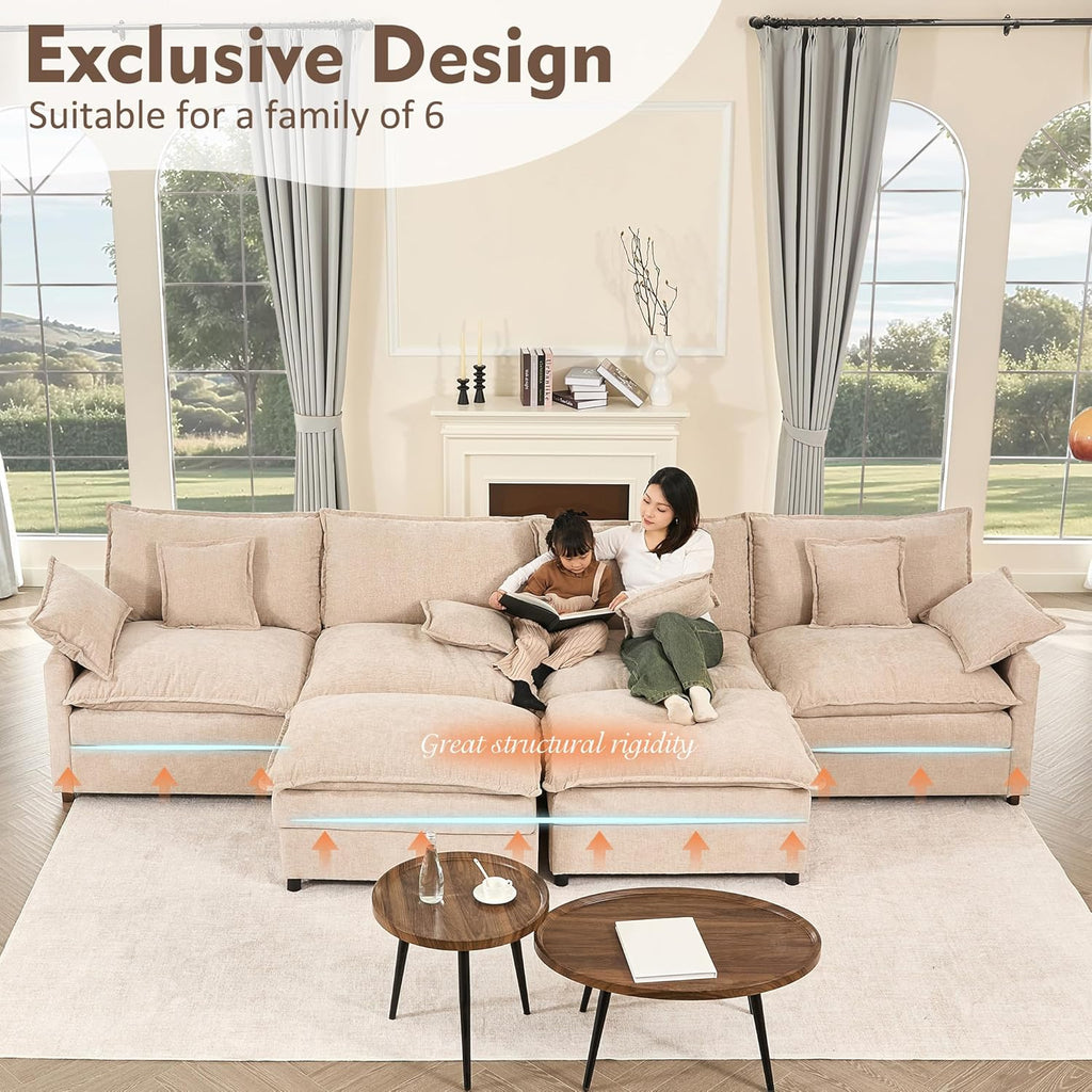 108" U-shaped sofa modular sofa three-seater comfortable cloud sofa