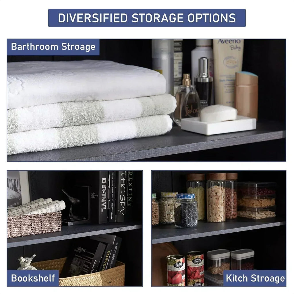 JXQTLINGMU Farmhouse Kitchen Pantry 72" Tall Wood Kitchen Storage Cabinet Adjustable Shelves