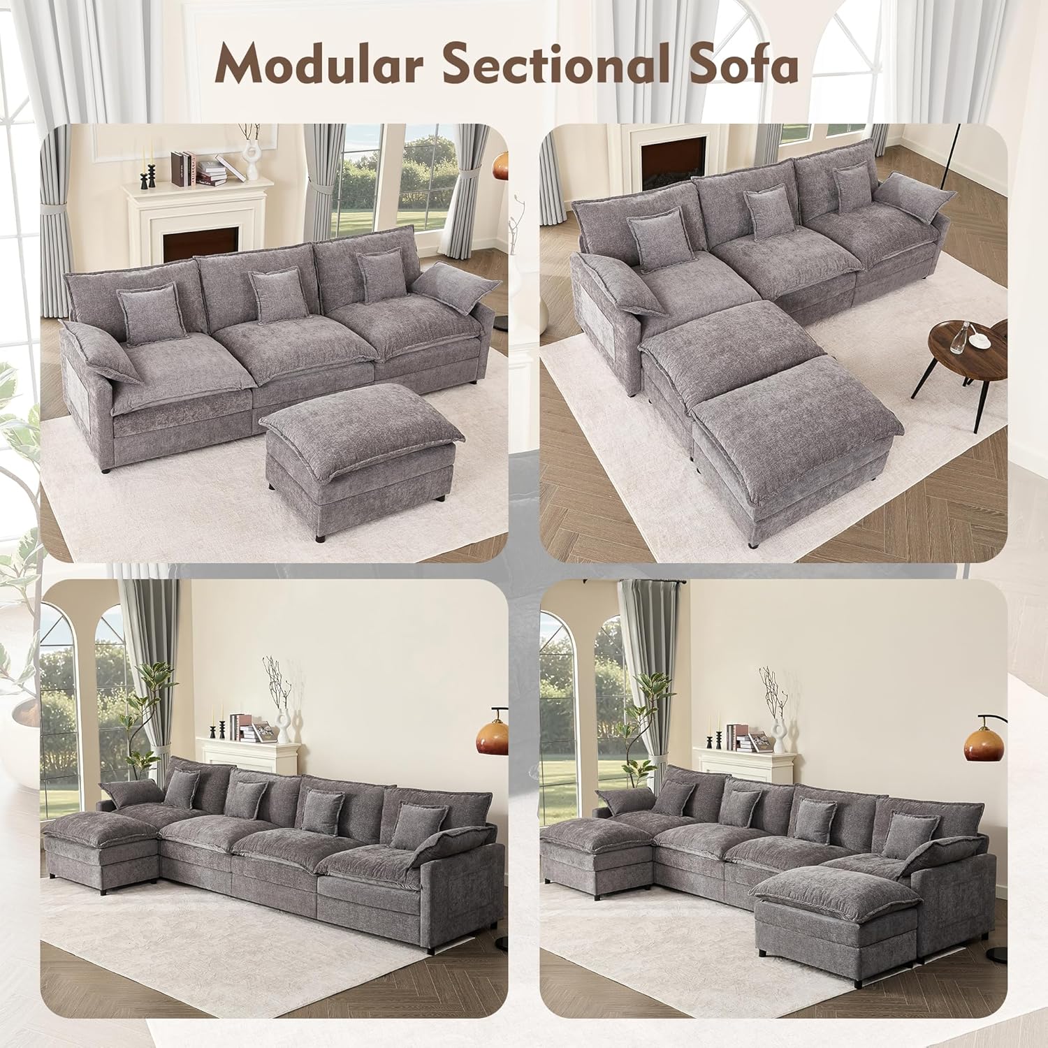 108" U-shaped sofa modular sofa Comfortable cloud sofa