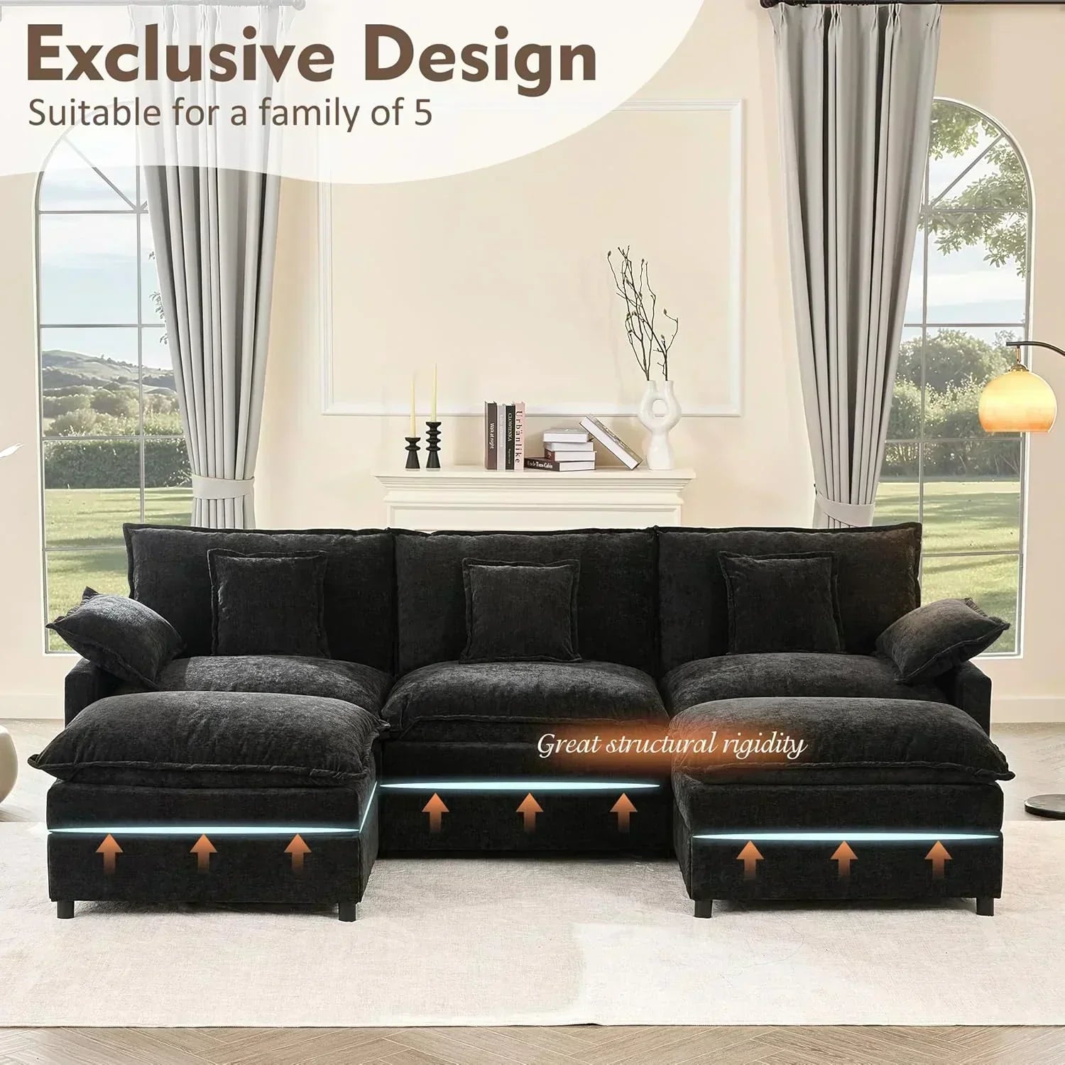 108" U-shaped sofa modular sofa three-seater comfortable cloud sofa