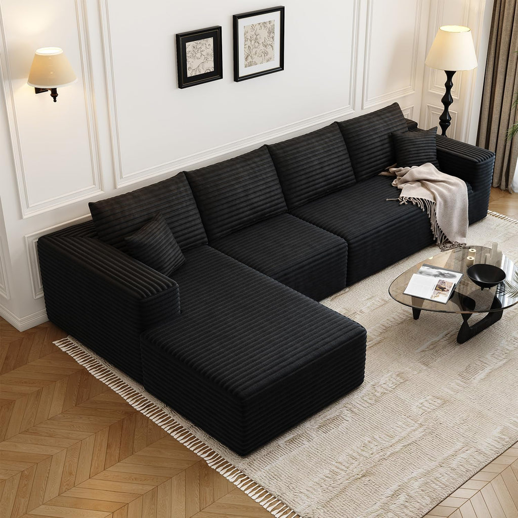 107.5" Cloud Modular Sectional Sofa Couch with L-Shape Chaise,Modern Minimalist Upholstered Couches