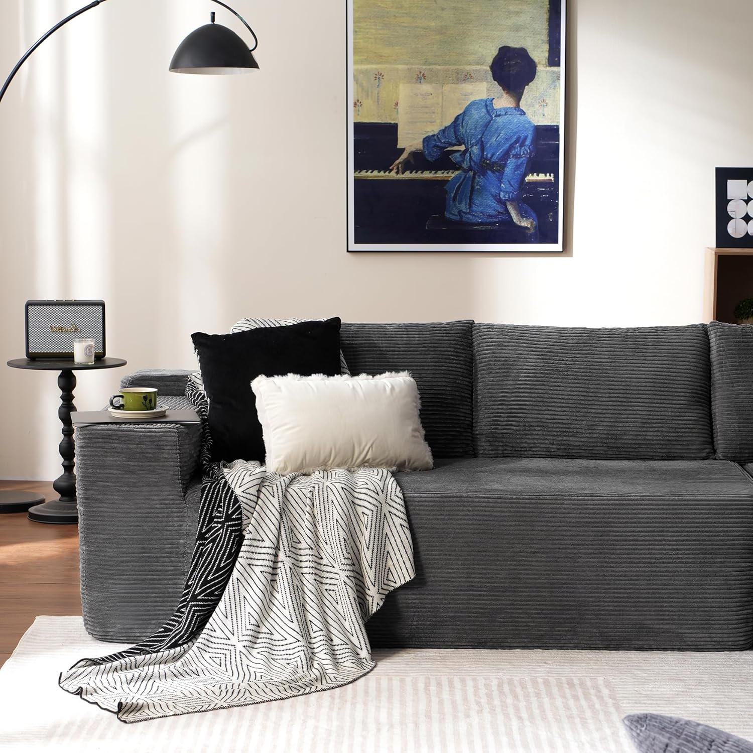 Ovios 104" Cloud Section Sofa L-shaped lounge chair, modern modular sofa