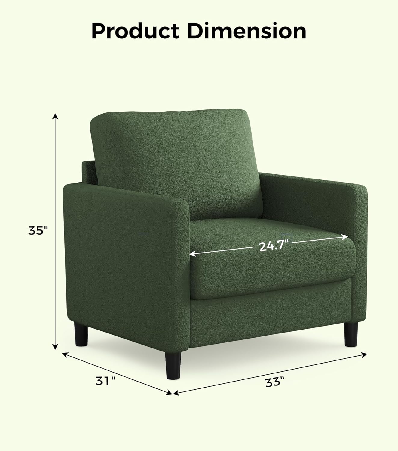Loveseat Sofa 51" Love Seat Comfy Corduroy Small Loveseat Tool-Free Setup Couch