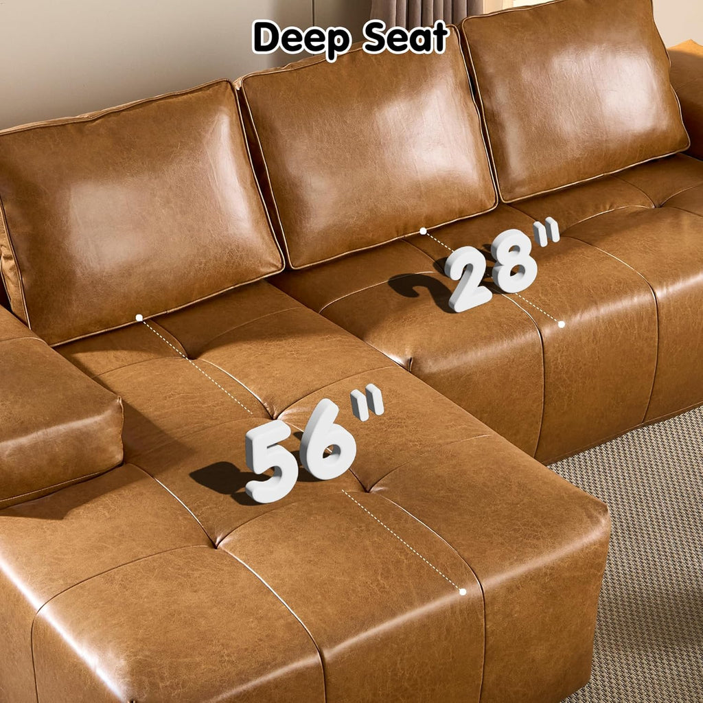 Ovios 104" Cloud Section Sofa L-shaped lounge chair, modern modular sofa