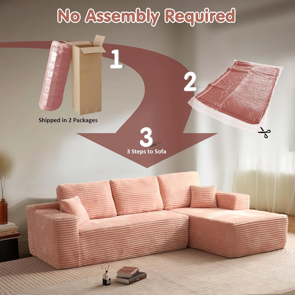 Ovios 104" Cloud Section Sofa L-shaped lounge chair, modern modular sofa