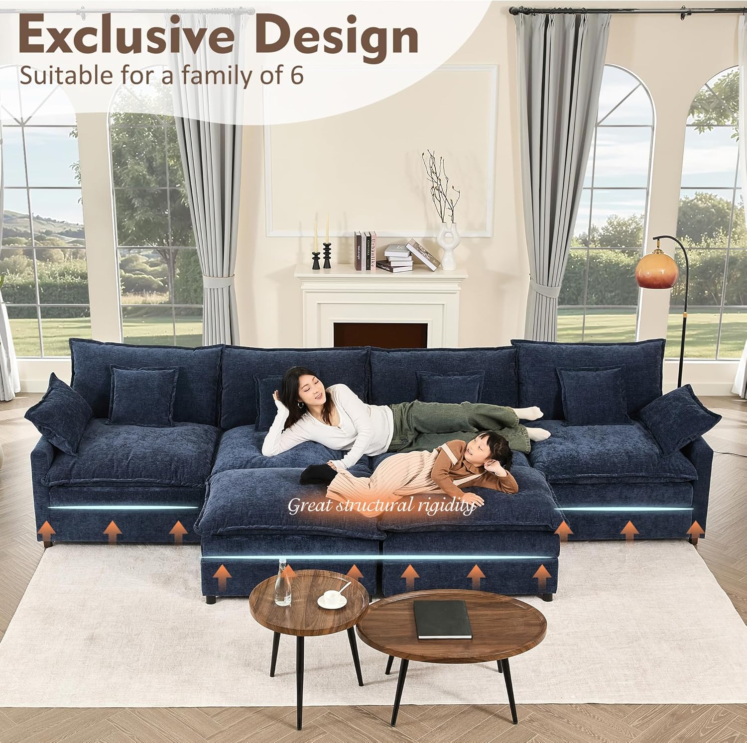 108" U-shaped sofa modular sofa Comfortable cloud sofa