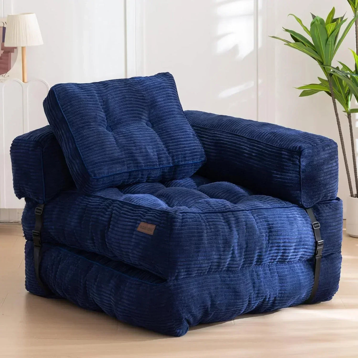 Folding Sofa Bed L-Shaped Convertible Sofa Bed with Armrests and Pillows