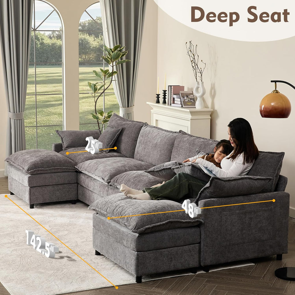 108" U-shaped sofa modular sofa Comfortable cloud sofa