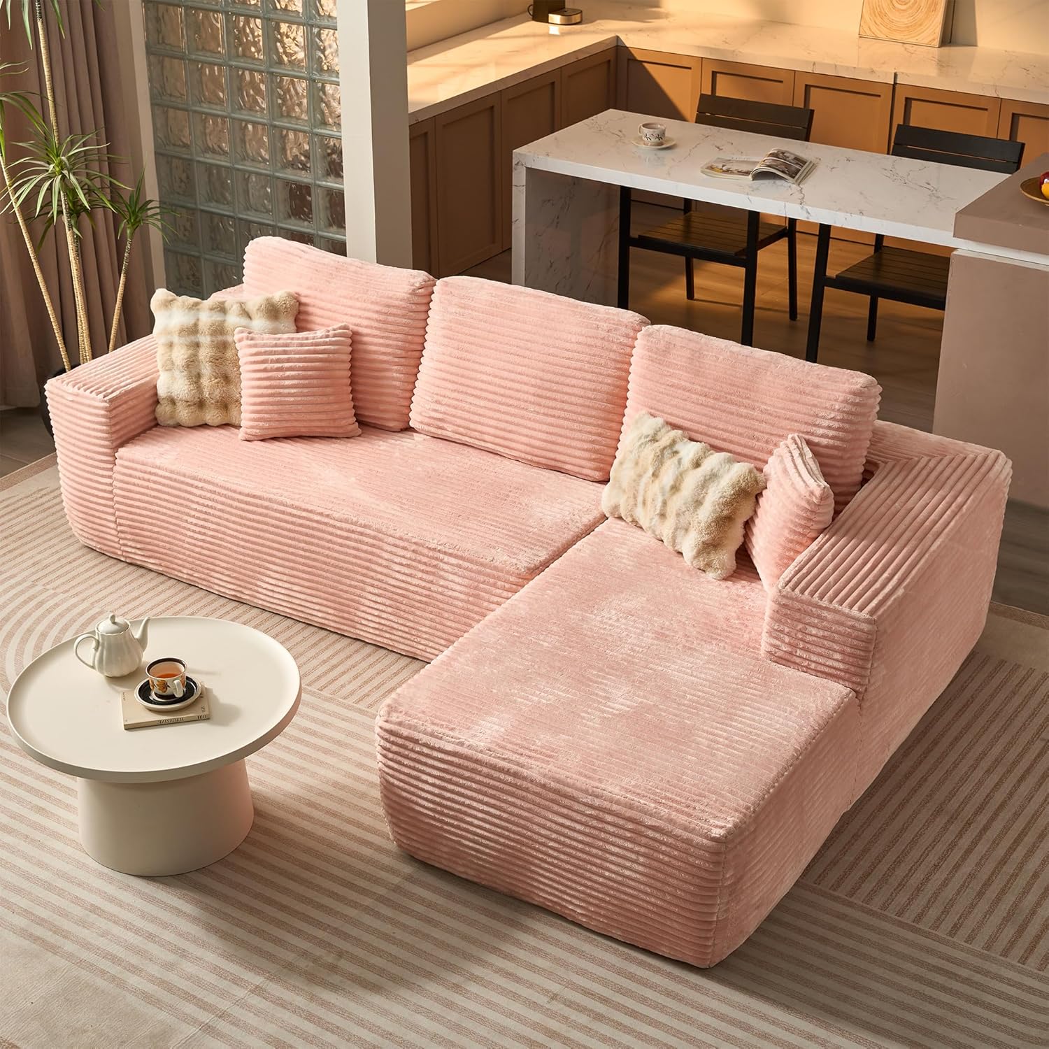 Ovios 104" Cloud Section Sofa L-shaped lounge chair, modern modular sofa