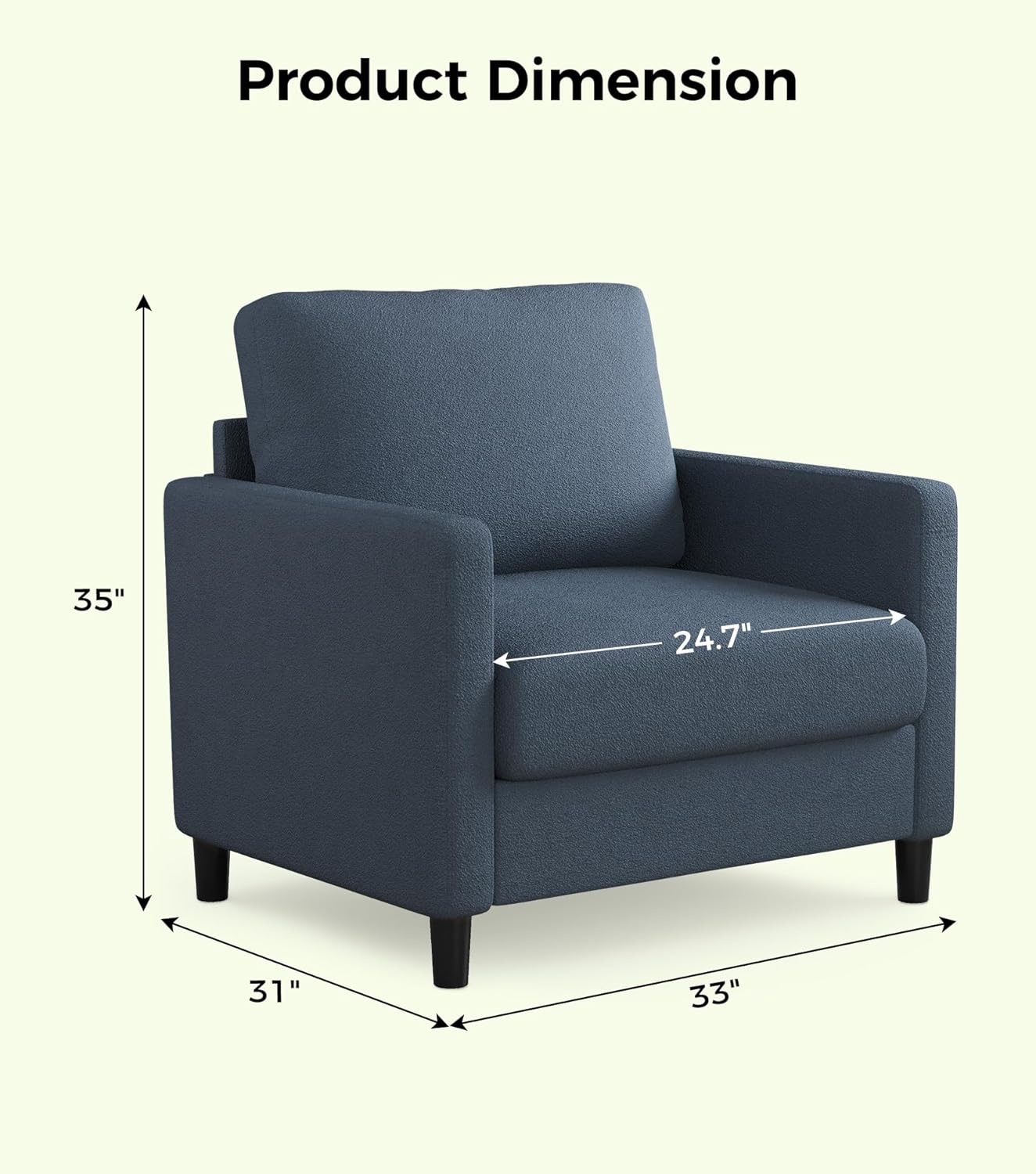 Loveseat Sofa 51" Love Seat Comfy Corduroy Small Loveseat Tool-Free Setup Couch