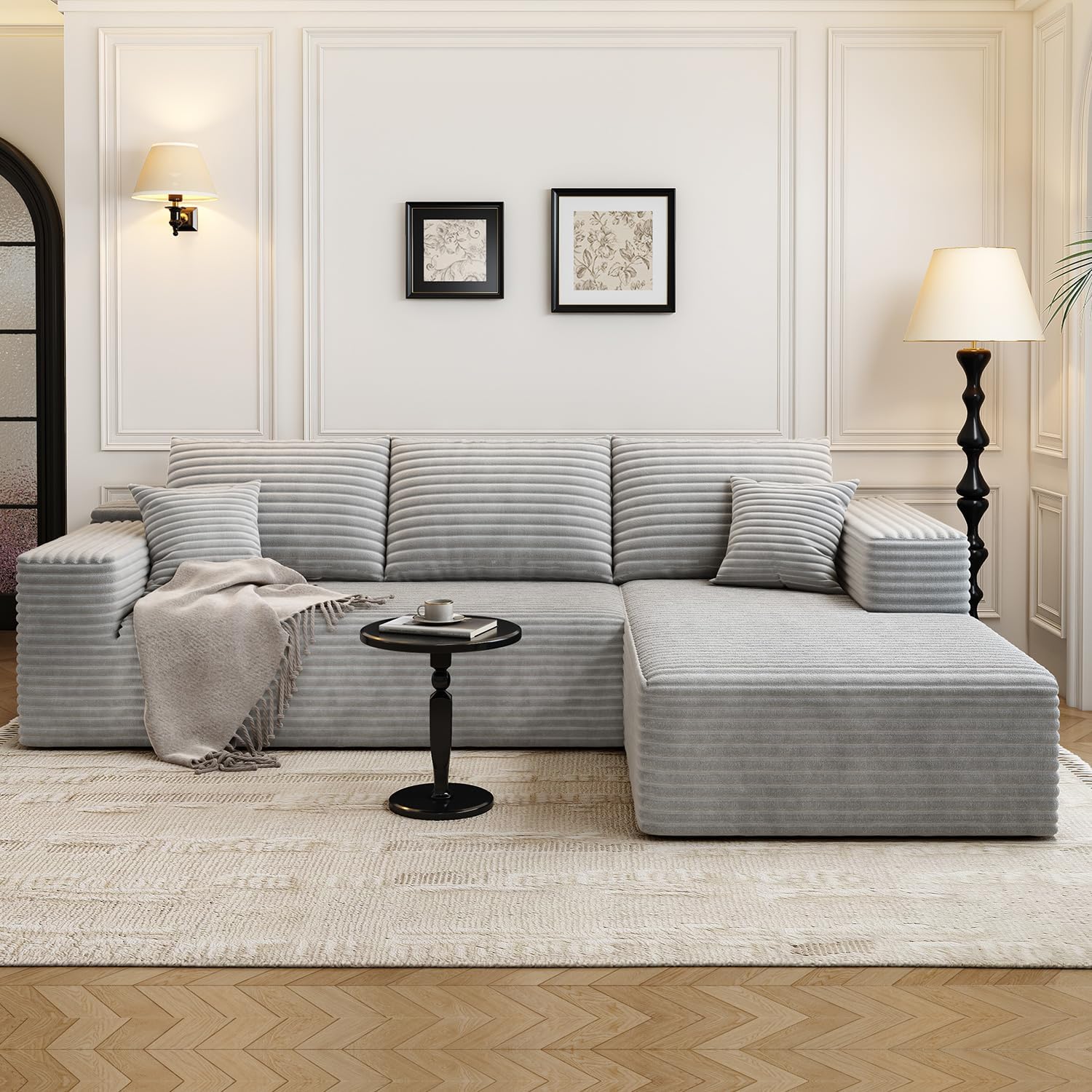107.5" Cloud Modular Sectional Sofa Couch with L-Shape Chaise,Modern Minimalist Upholstered Couches