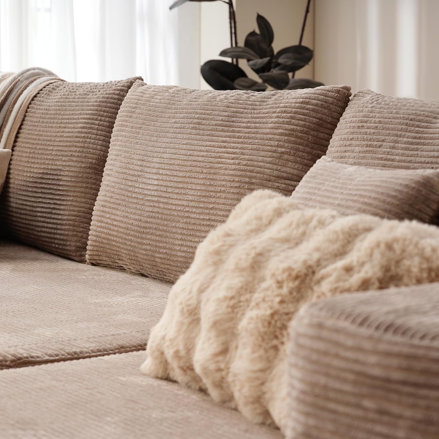 Ovios 104" Cloud Section Sofa L-shaped lounge chair, modern modular sofa